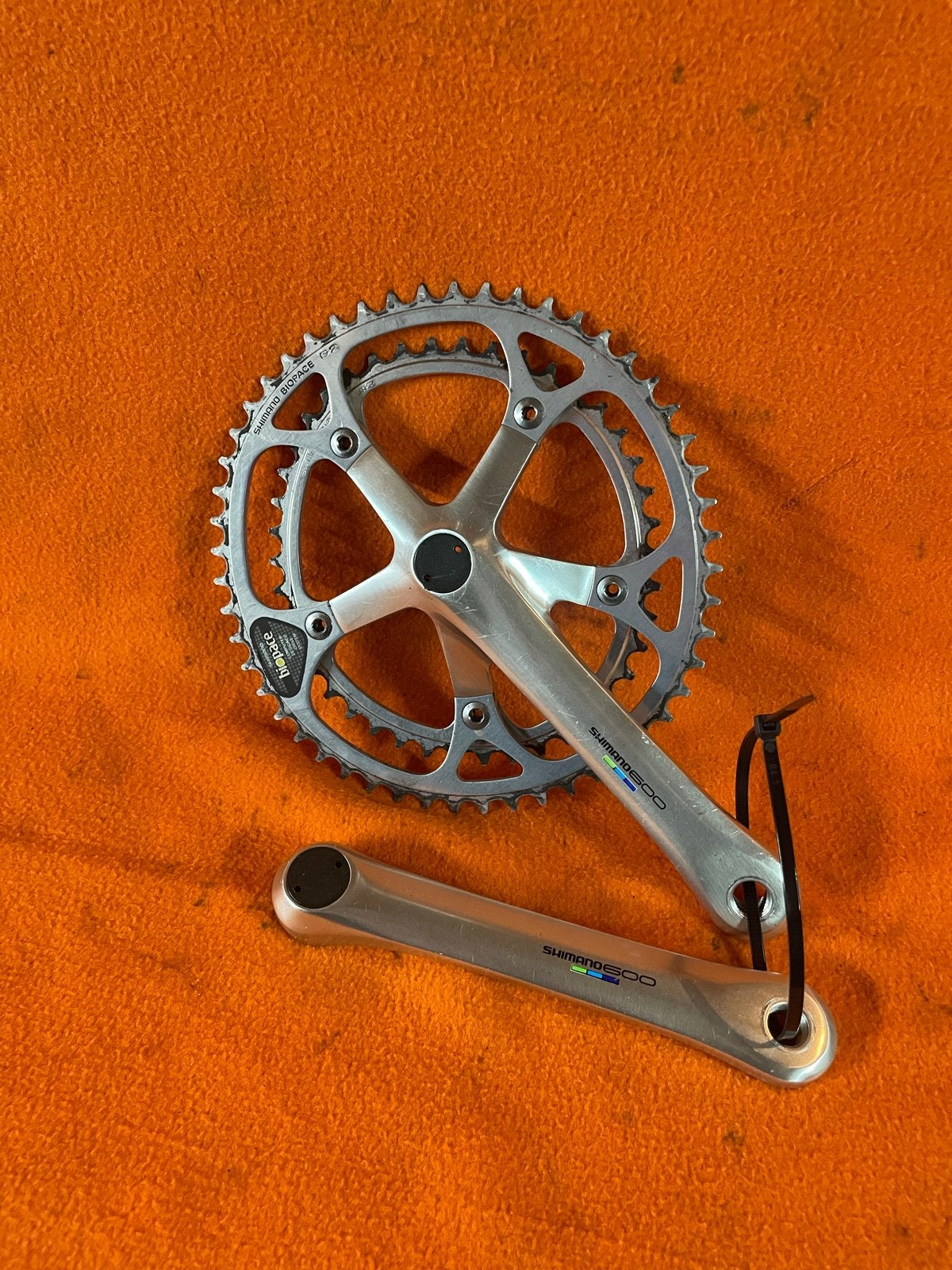 Shimano 600 FC-6400 Biopace Crankstel - Vintage Racefiets, Fietsen en Brommers, Crankstel of Pedalen, Gebruikt, Verzenden, Aluminium