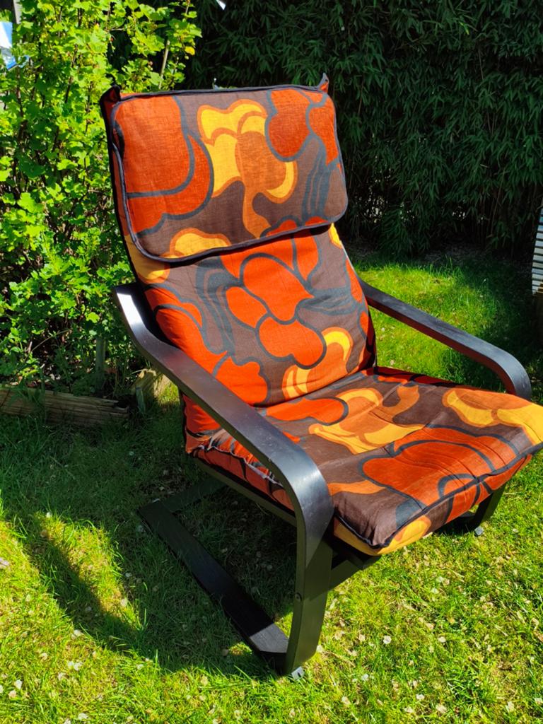 Ikea stoel met zelfgemaakte kussenhoes in hippe 70's stijl, Ophalen, Overige kleuren, Zo goed als nieuw, 70's, Retro, Vintage