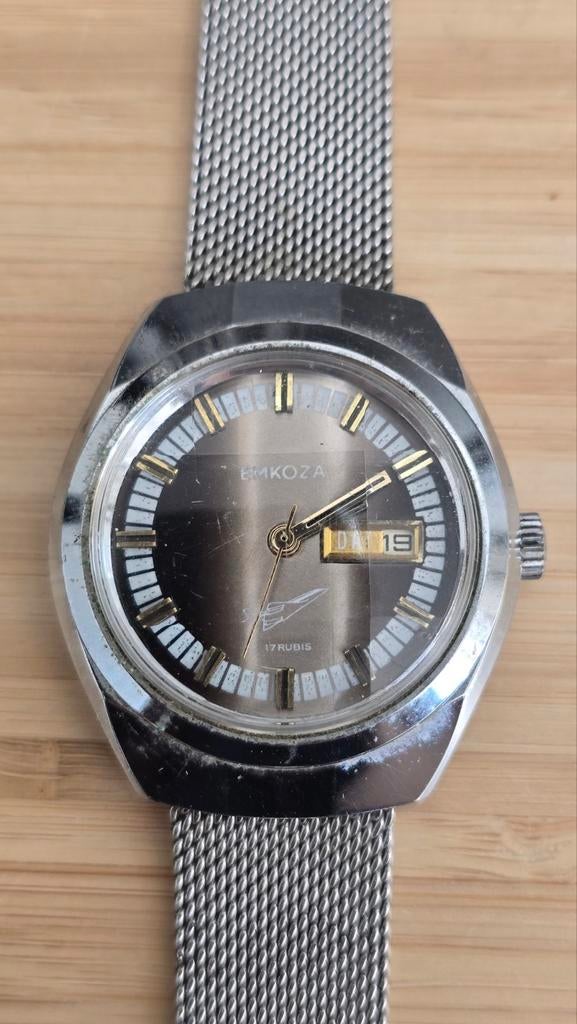Vintage EMKOZA Herenhorloge Automatic - 17 Rubis Day-Date, Verzenden, Gebruikt