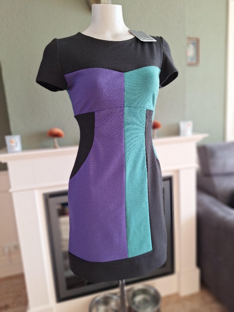 Sandro Ferrone colour blok jurk nieuw IT42 NL 36, Kleding | Dames, Maat 38/40 (M), Sandro Ferrone, Zo goed als nieuw, Knielengte