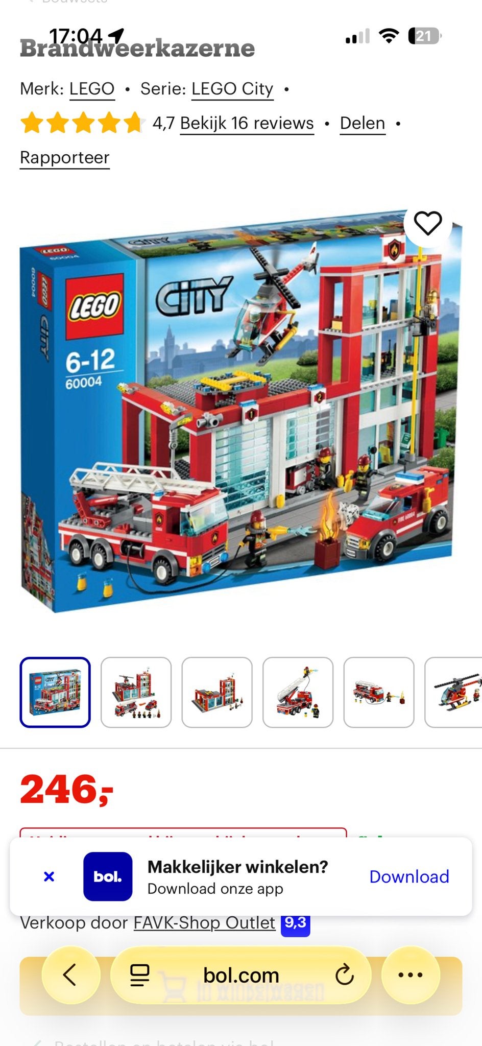 LEGO City Brandweerkazerne 60004 met 2 extra auto's, Ophalen, Lego, Compleet, Complete set