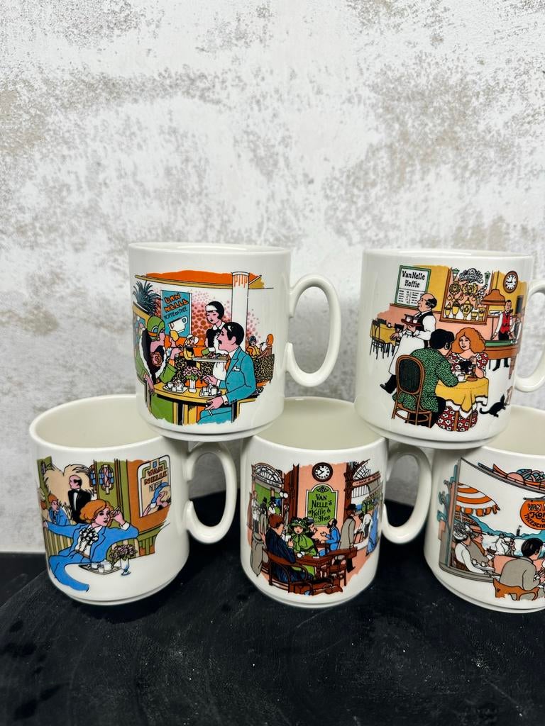 Vintage Van Nelle Koffiemokken Collectie (1976-1981), Ophalen of Verzenden