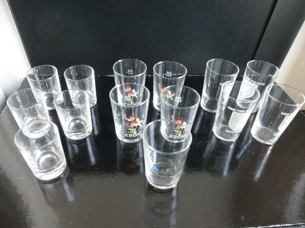 14 borrelglaasjes, Ophalen of Verzenden, Zo goed als nieuw, Borrel- of Shotglas
