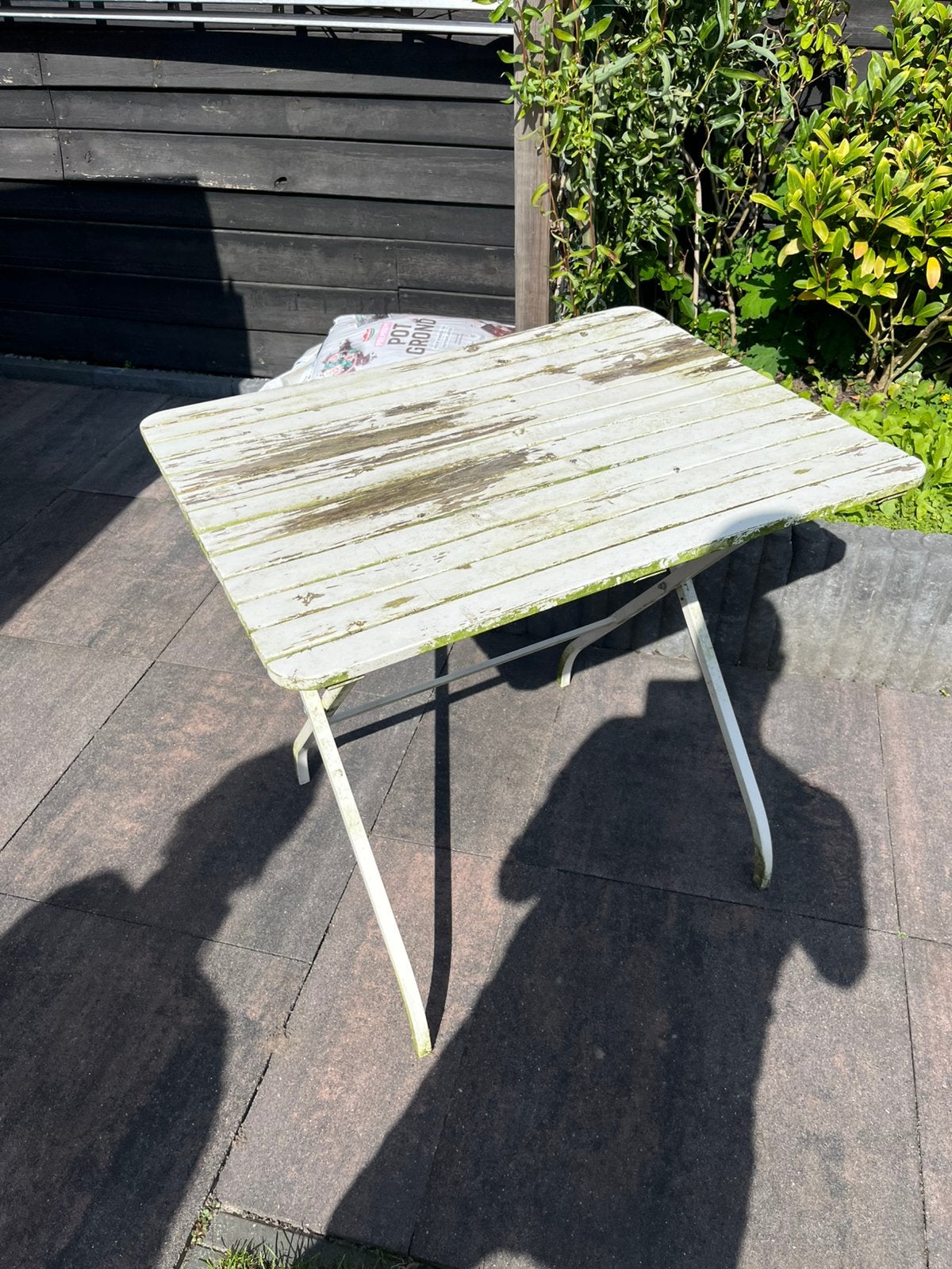 GRATIS Opklapbare tuintafel, Ophalen, Gebruikt, Rechthoekig, Hout
