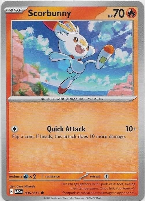 Ascended Heroes,  Scorbunny [common] 36/217, Verzenden, Nieuw, Losse kaart