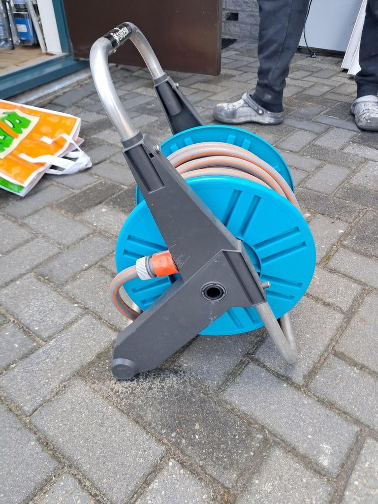 Gardena Tuinslanghaspel met slang - Gebruikt, Ophalen of Verzenden, Gebruikt, Tuinslanghaspel
