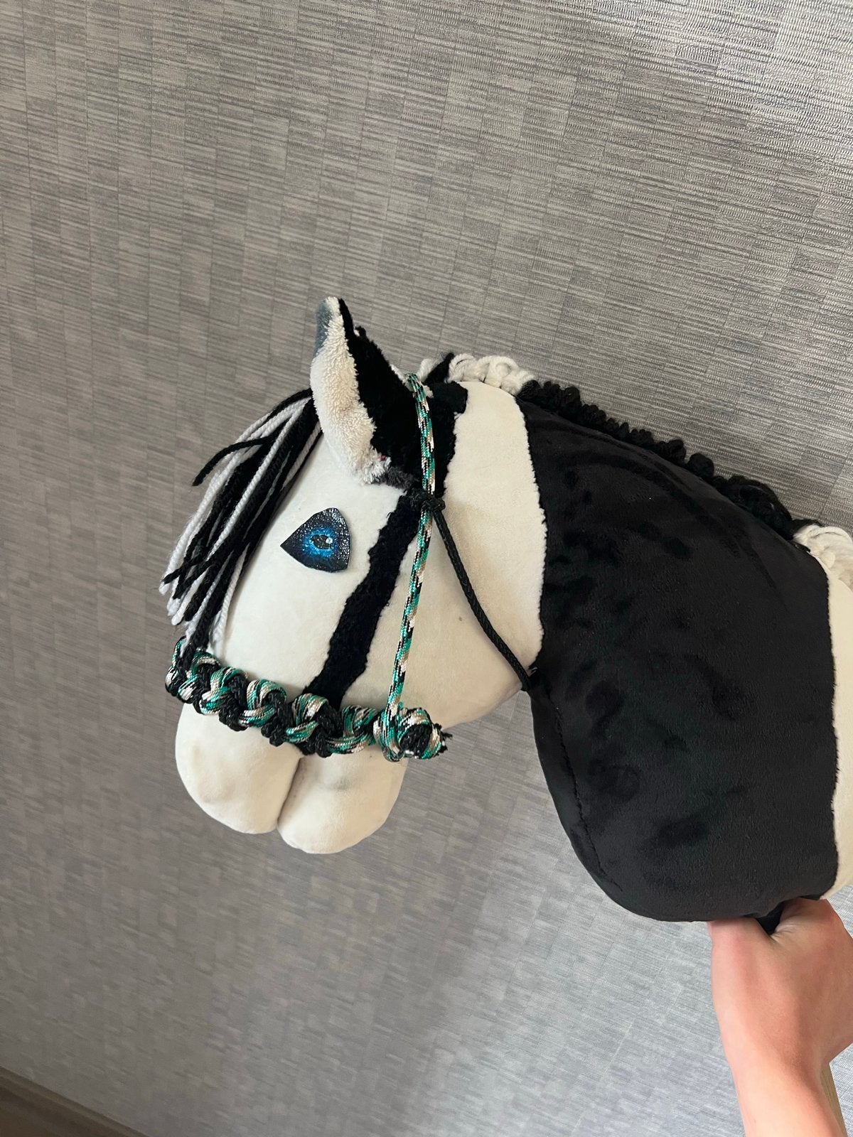 Hobby Horse Halster Zwart/Wit/Groen - Handgemaakt, Ophalen of Verzenden, Zo goed als nieuw, Jongen of Meisje