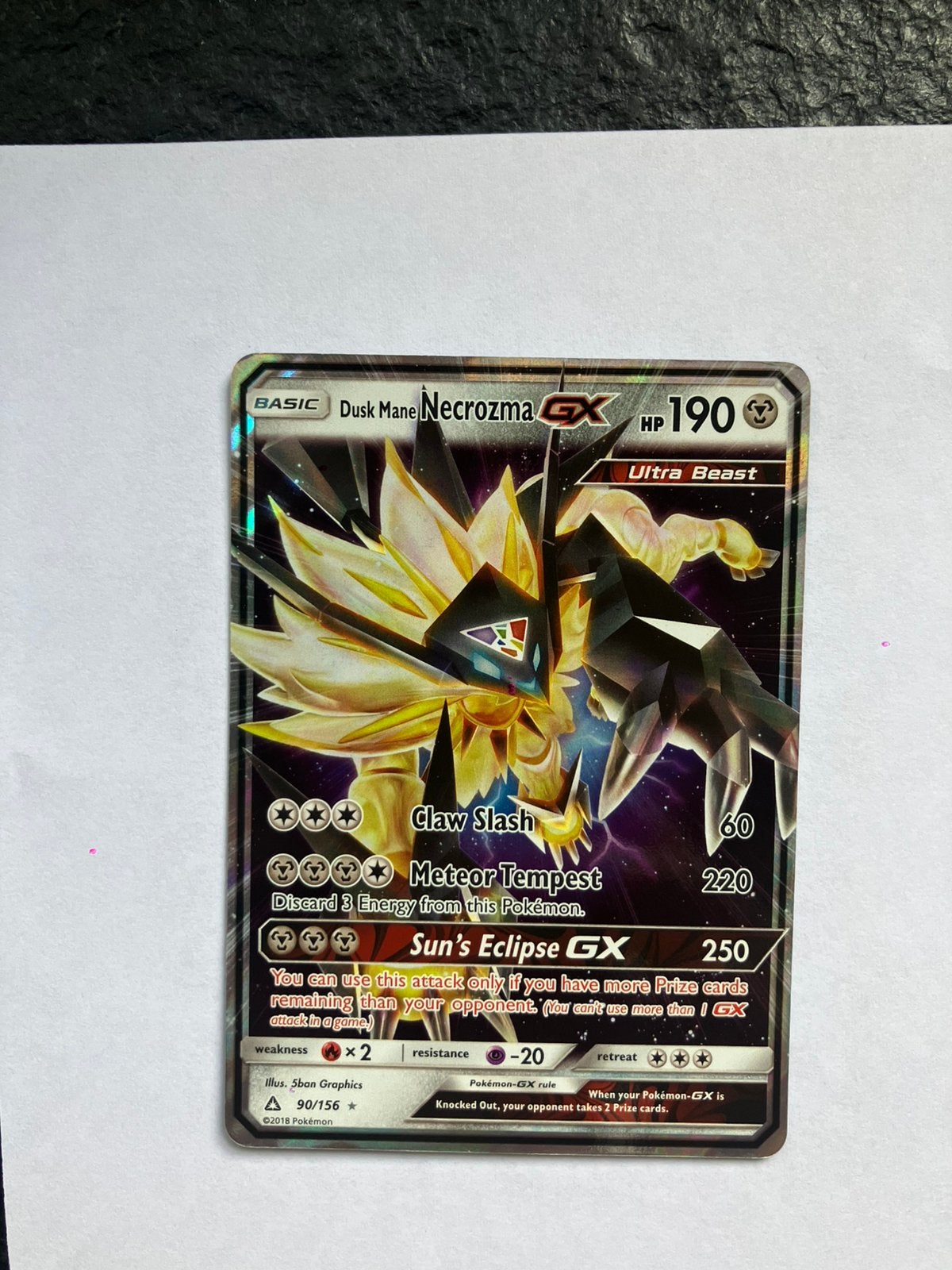 Dusk Mane Necrozma GX Pokémon kaart, Ophalen of Verzenden, Gebruikt