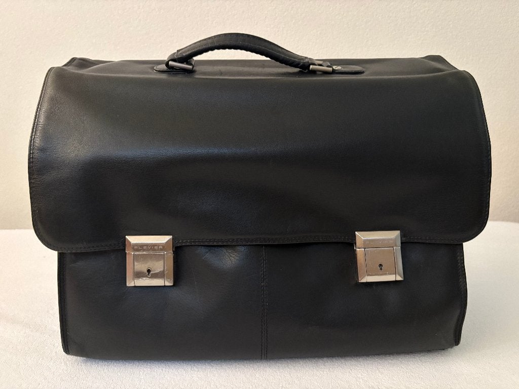 Leren Aktetas (Plevier) - Zwart, Computers en Software, Laptoptassen, Plevier, Gebruikt, 15 inch, Aktetas