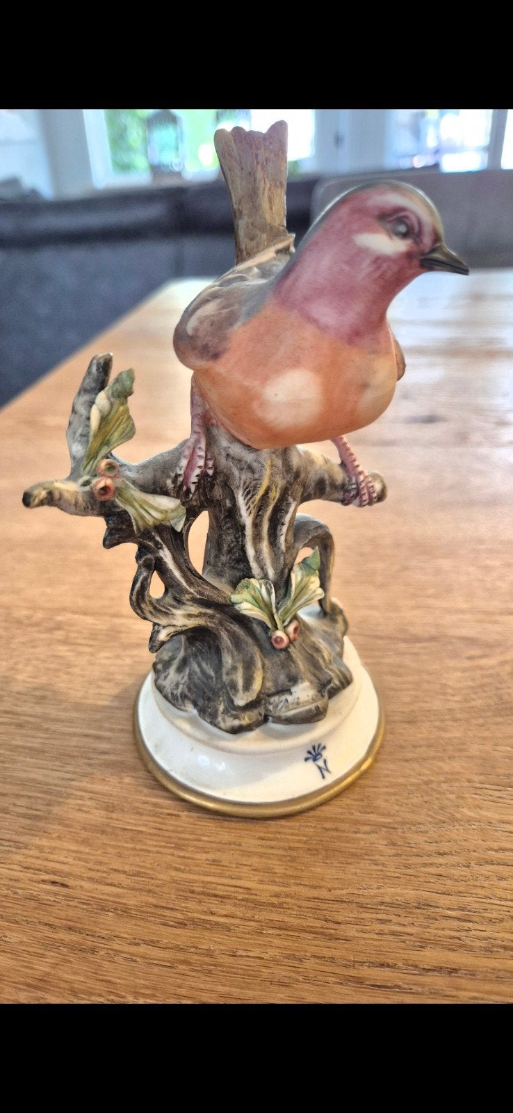 Capodimonte kleurige vogel met oranje borst, Verzamelen, Beelden en Beeldjes, Ophalen, Zo goed als nieuw, Dier
