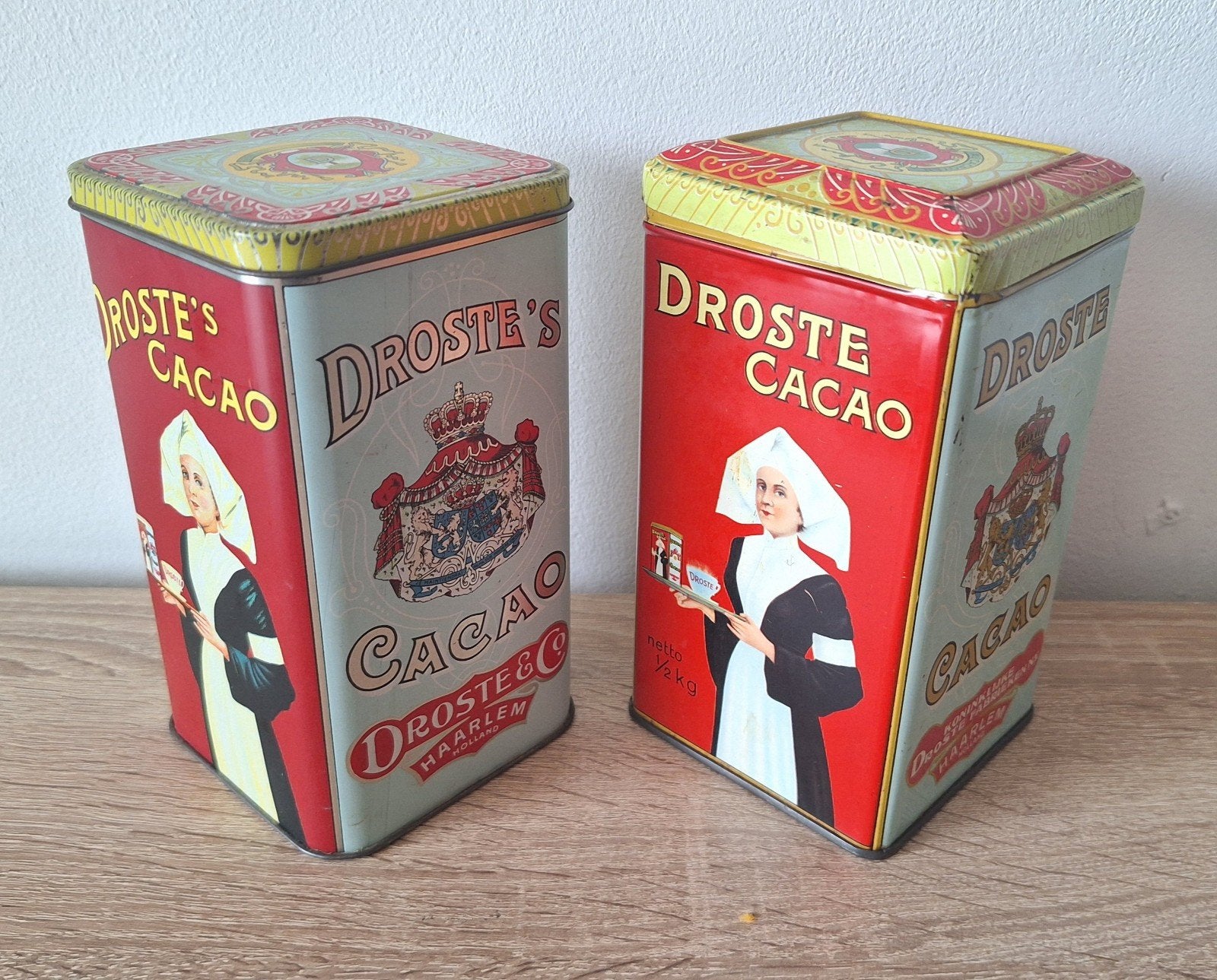 Droste Cacao en Pastilles Blikken 2 X, Verzamelen, Blikken, Ophalen of Verzenden, Gebruikt, Overige, Droste