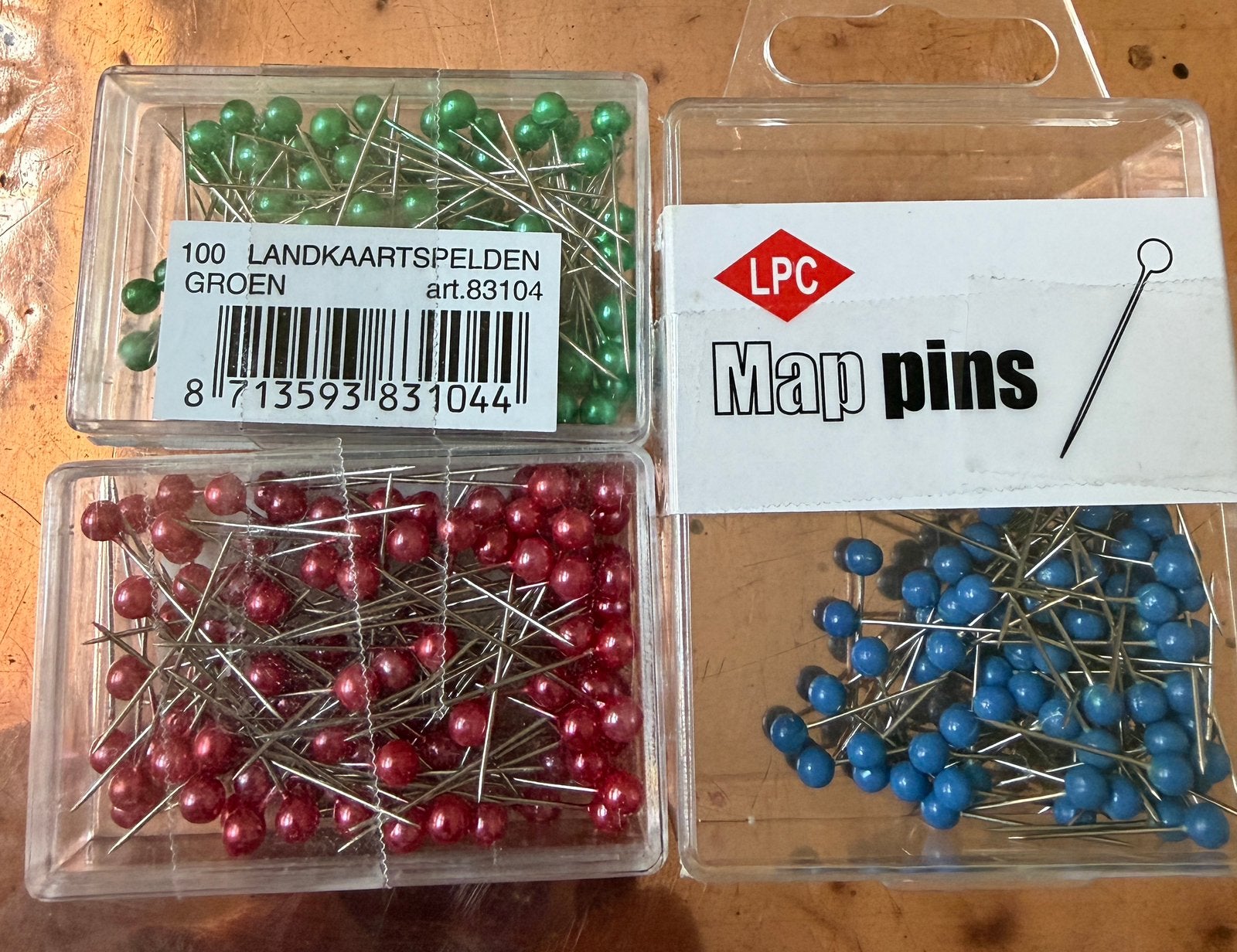 Landkaartspelden - Rood, Groen, Blauw (300 stuks), Ophalen of Verzenden, Nieuw