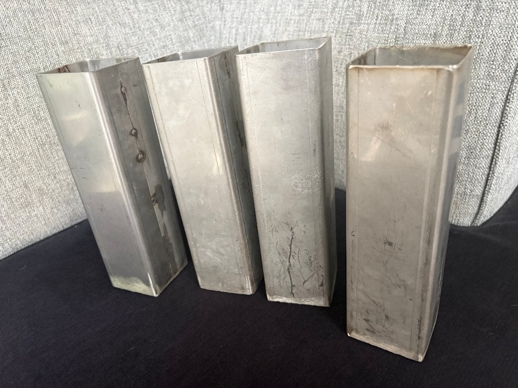 4 RVS buizen  vierkante buizen - 22 cm lang, Ophalen of Verzenden, Gebruikt, Overige metalen