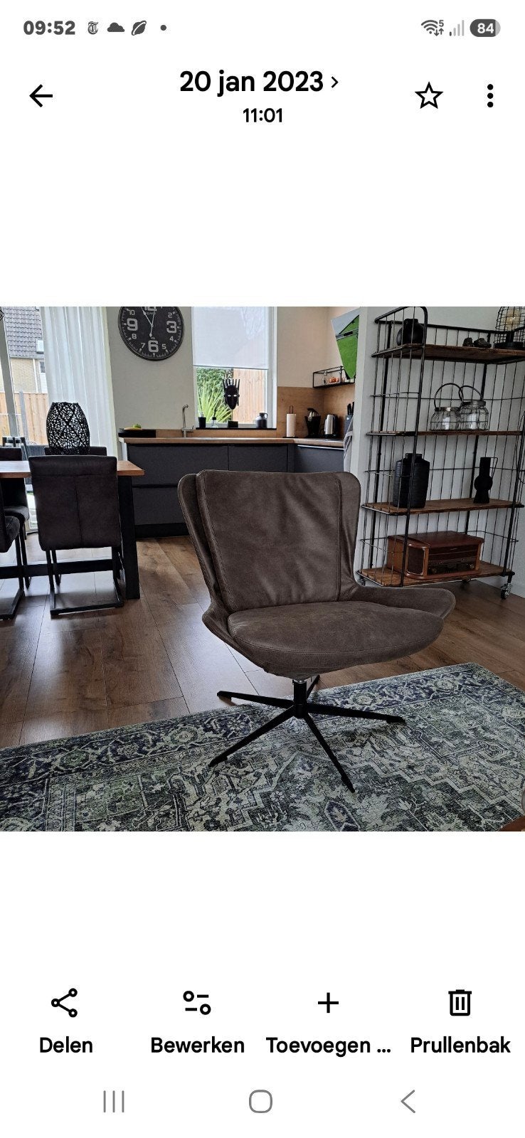 lederen draaifauteuil .forrestgreen, Ophalen, Zo goed als nieuw, Modern, 50 tot 75 cm