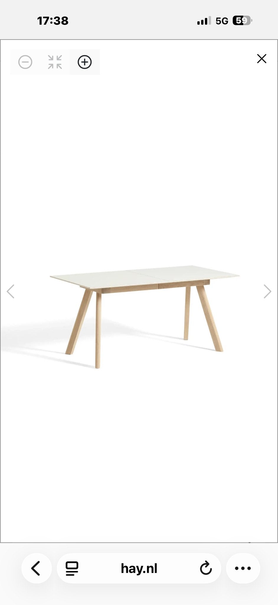 HAY CPH30 Extendable Eettafel - Wit met Eikenhout, Huis en Inrichting, Tafels | Eettafels, Zo goed als nieuw, 100 tot 150 cm, 200 cm of meer