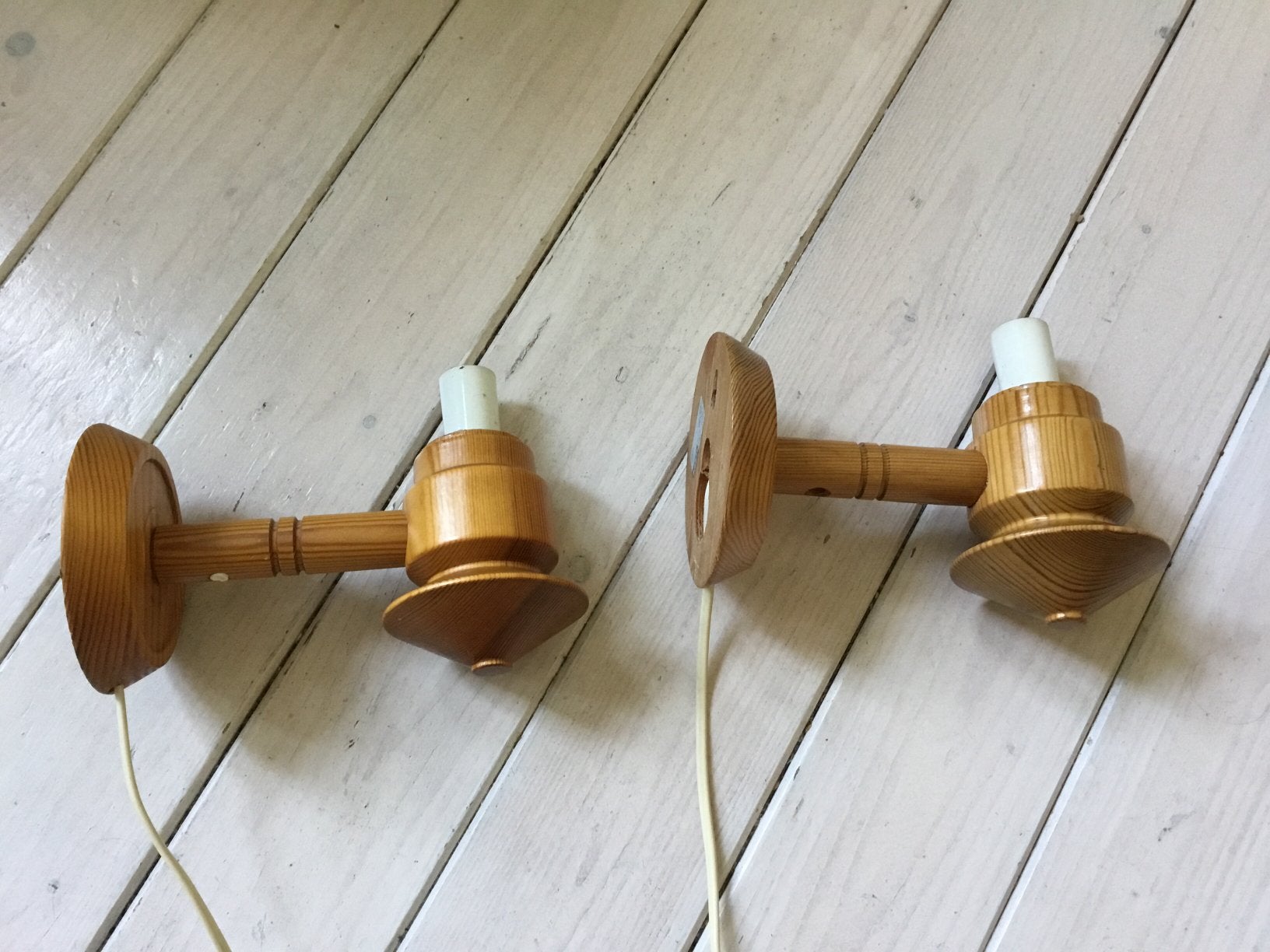 2 vintage pine wood wandlampen. Oud Ikea. Jaren 70/80, Ophalen