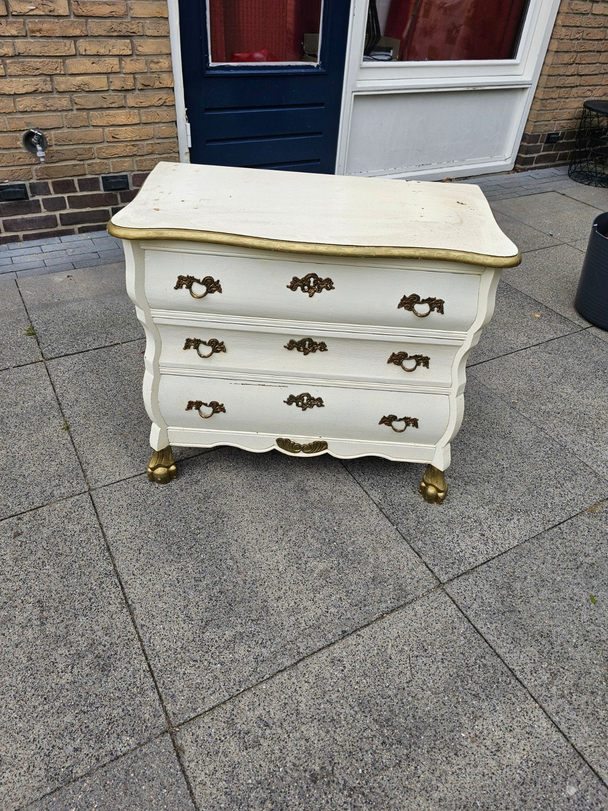 Brocante buikkast / opknapper (wit met goud), Antiek en Kunst, Ophalen