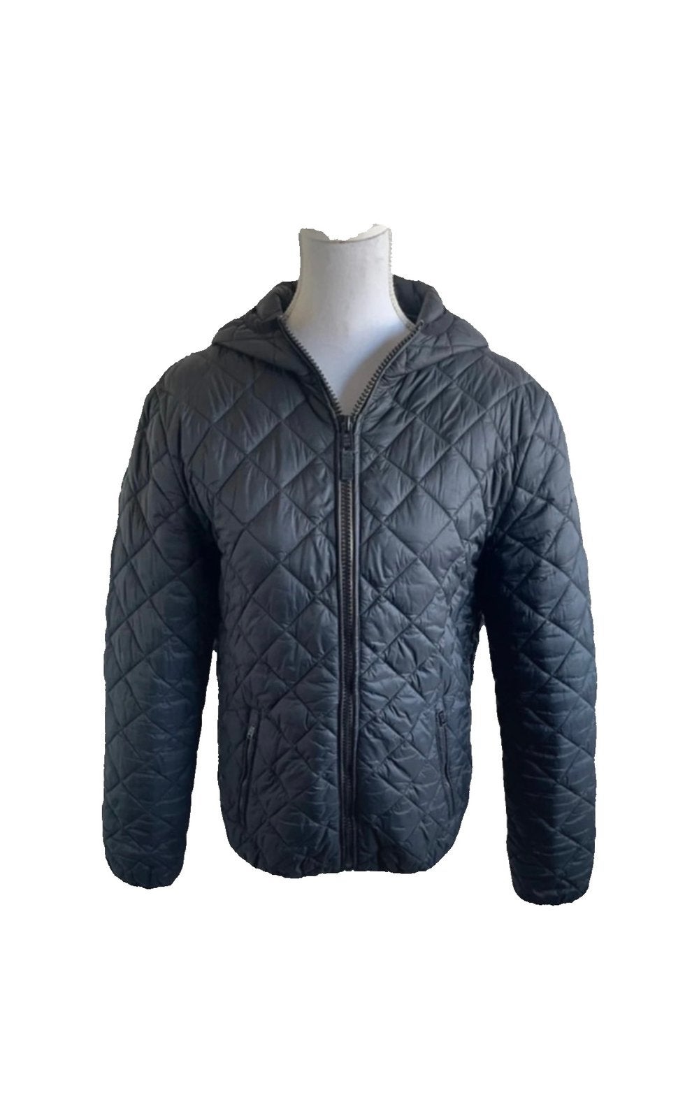 Hallinger zwarte quilted tussenjas met capuchon M, Maat 48/50 (M), Zwart, Ophalen of Verzenden, Zo goed als nieuw