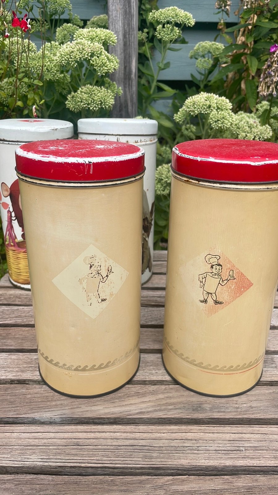 2 Vintage bolletje blikken teab!, Verzamelen, Ophalen of Verzenden, Gebruikt, Beschuit, Bolletje