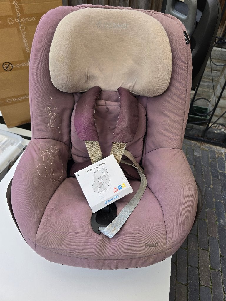 Maxi cosy pearl met family fix onderstel, Ophalen, Gebruikt, 9 t/m 18 kg, Verstelbare rugleuning