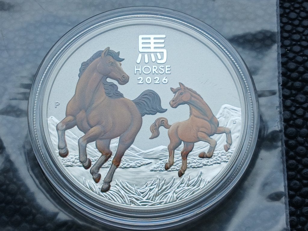 2026 Lunar 3 Horse Gekleurd 1 oz zilver, Postzegels en Munten, Munten | Oceanië, Ophalen of Verzenden, Zilver