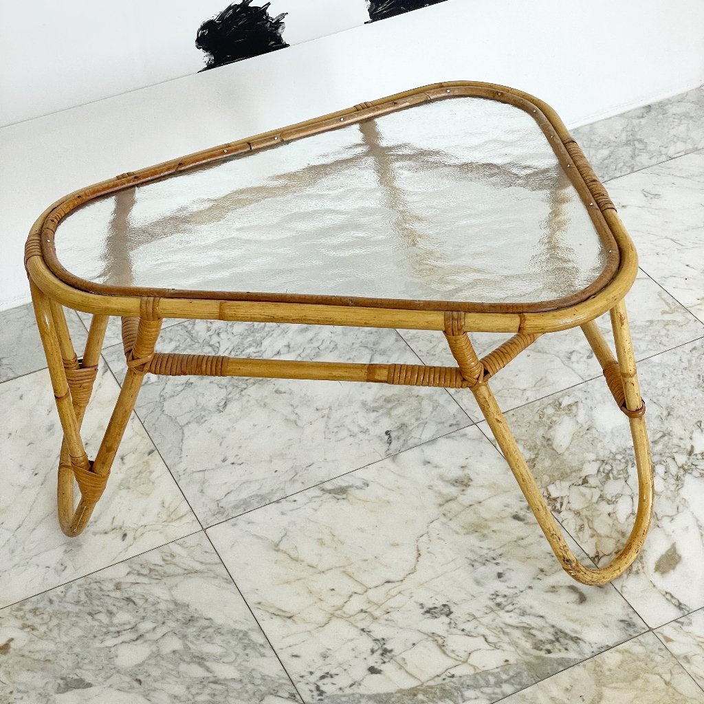 vintage Rohé Noordwolde TAFEL bamboe wolkglas Boho retro MCM, Gebruikt, 100 tot 150 cm, -, -