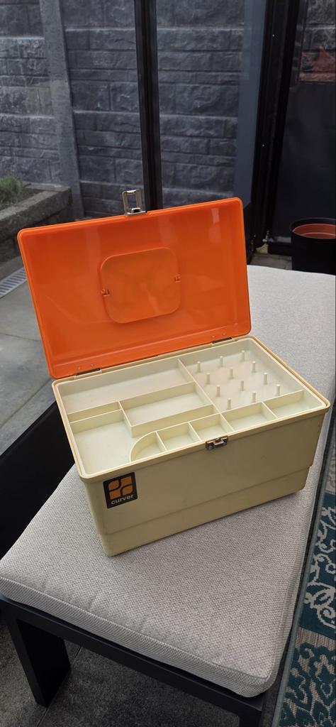 Vintage Curver Naaibox - Oranje/Crème, Ophalen of Verzenden, Gebruikt, Overige typen