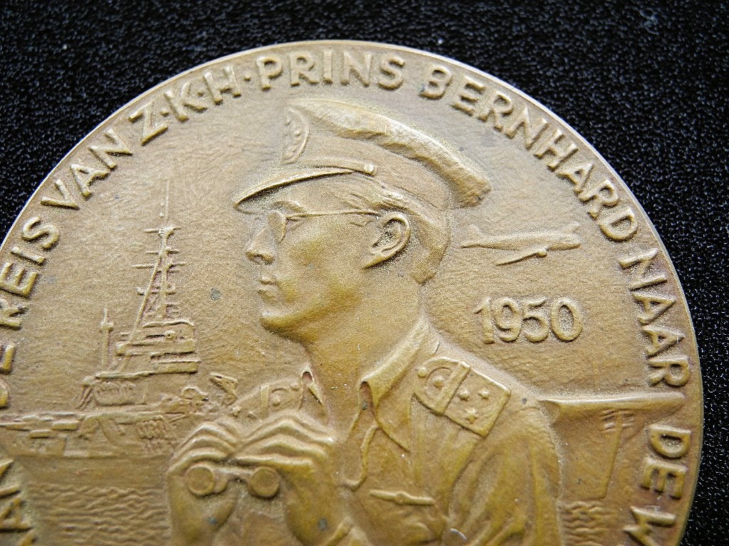 Zeldzaam! Herdenkingspenning Prins Bernhard (VPK, 1950), Postzegels en Munten, Ophalen of Verzenden, Brons, Nederland