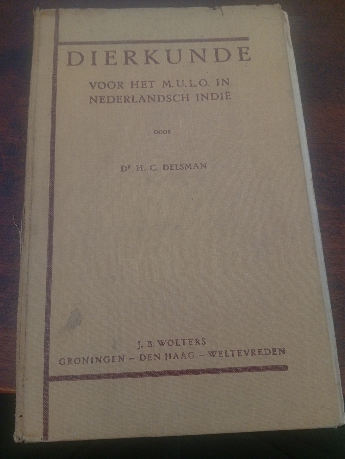 Dierkunde voor het M.U.L.O. in Ned. indië - Dr. H.C., Boeken, Ophalen of Verzenden, Gelezen, Overige onderwerpen, Dr. H.C. Delsman