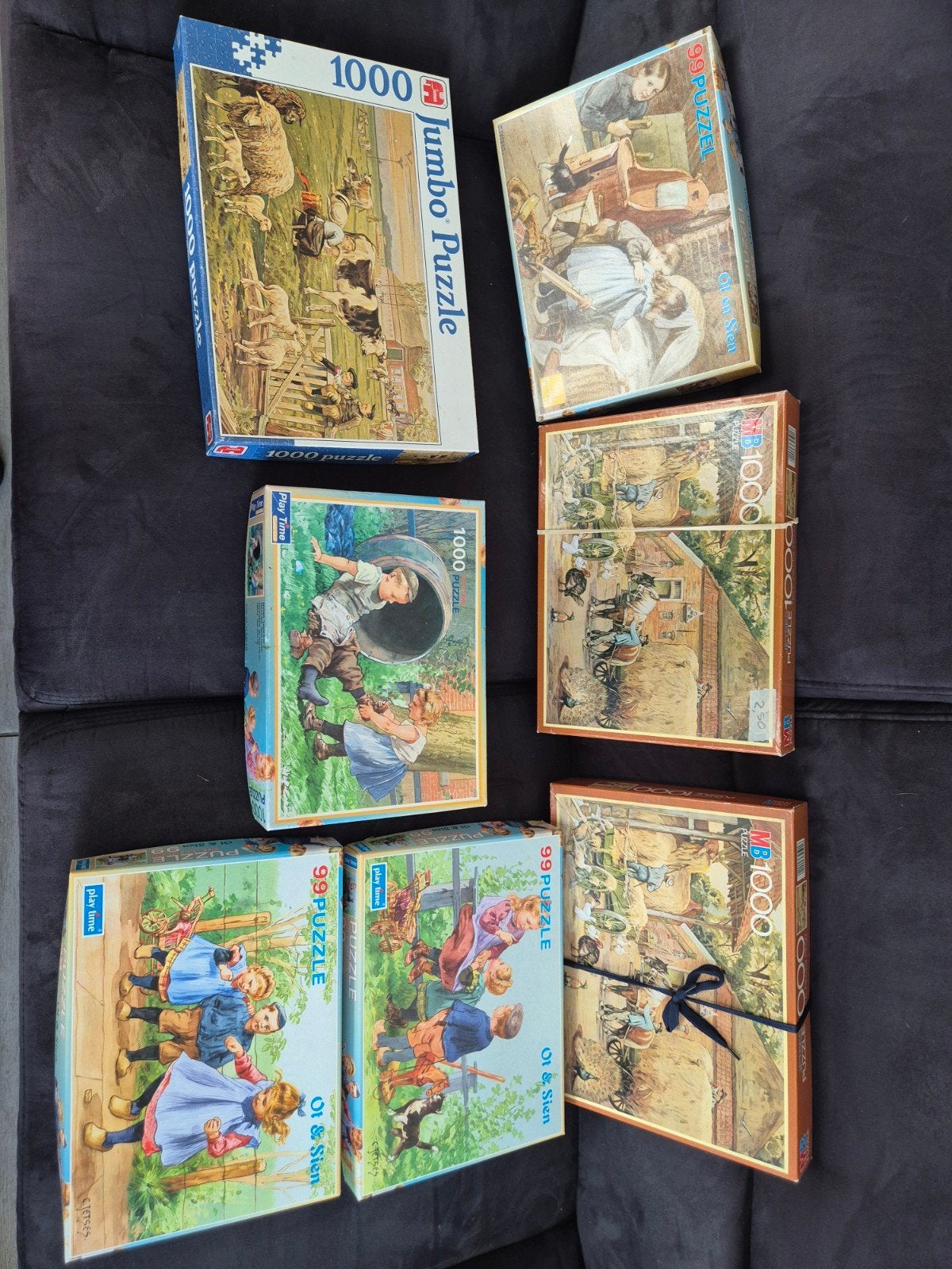 4x 1000 stukjes en 3x 99 stukjes Ot en Sien puzzels, Ophalen of Verzenden, 500 t/m 1500 stukjes, Gebruikt, Legpuzzel