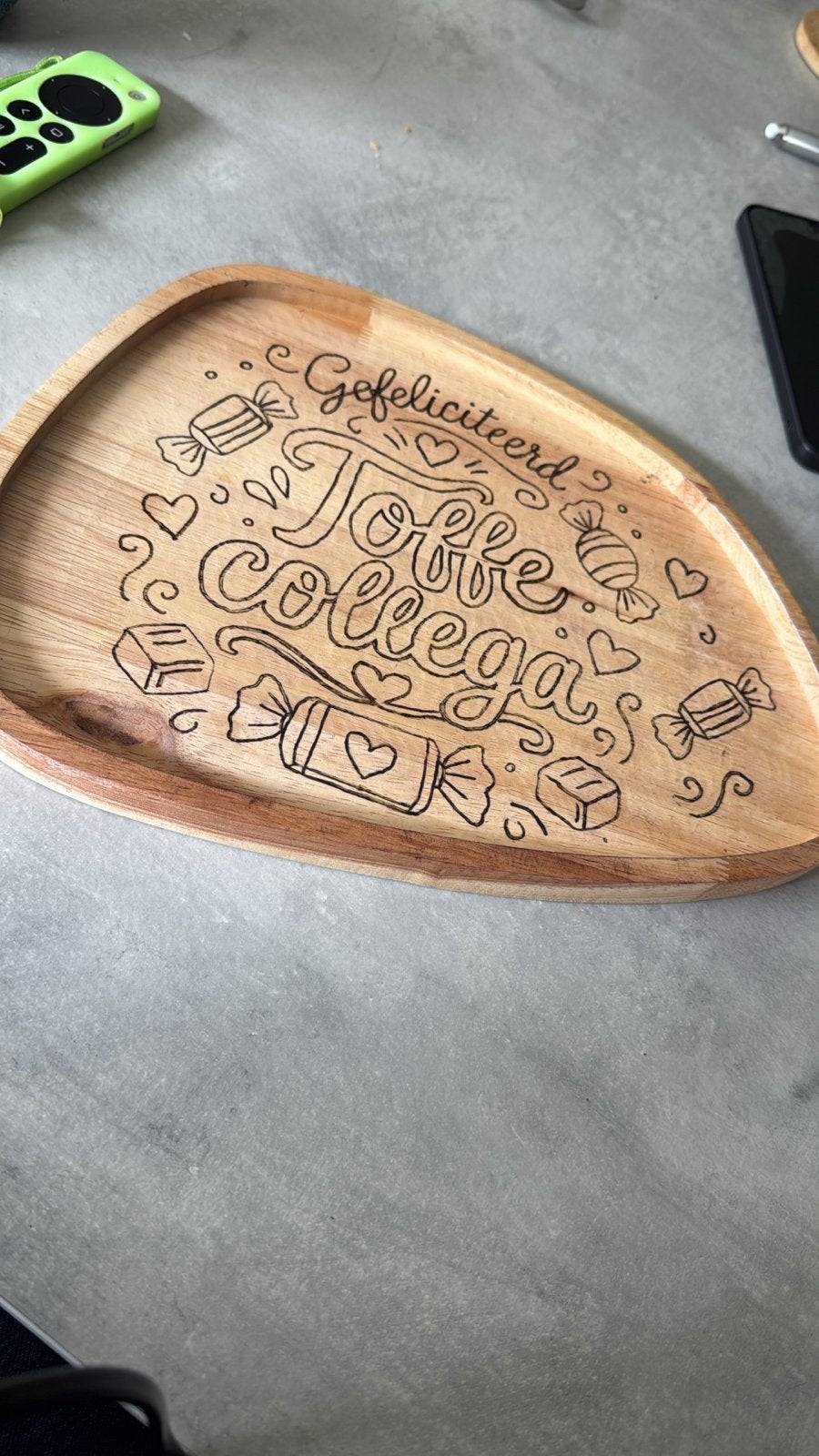 Gepersonaliseerd Houten Dienblad of borrelplank, Rond, Nieuw, Ophalen of Verzenden, Handgemaakt