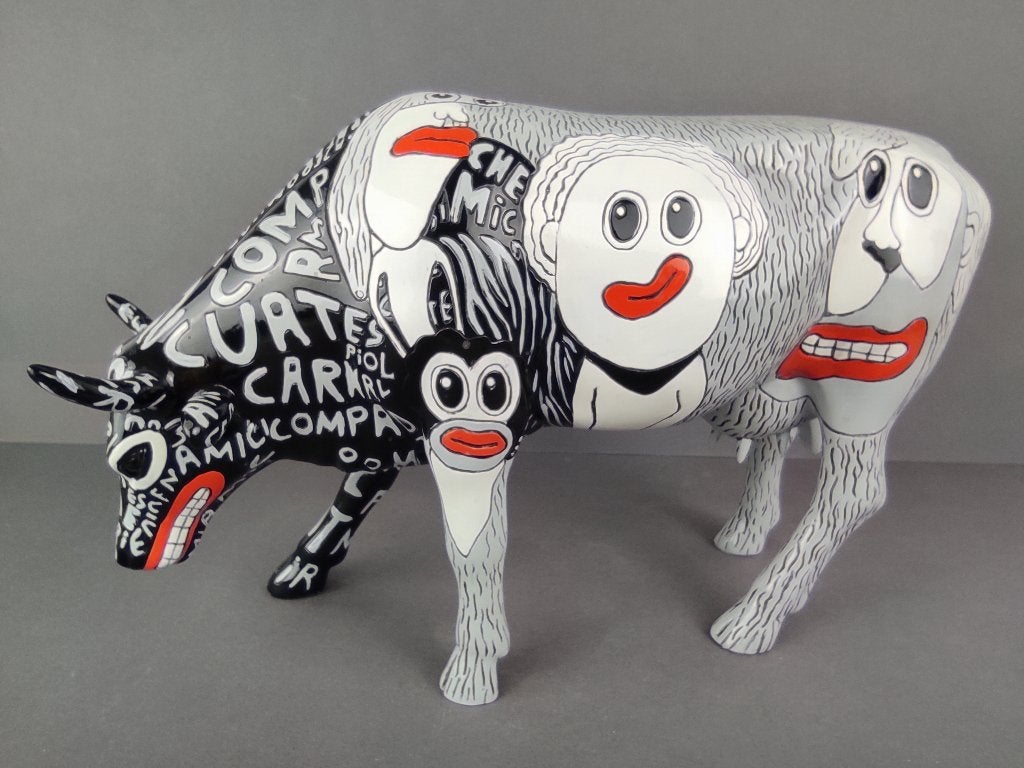 CowParade / Cow Parade Koe “Friends” LARGE (zeldzaam), Antiek en Kunst, Ophalen of Verzenden, Beeld, Meerkleurig, Handgemaakt
