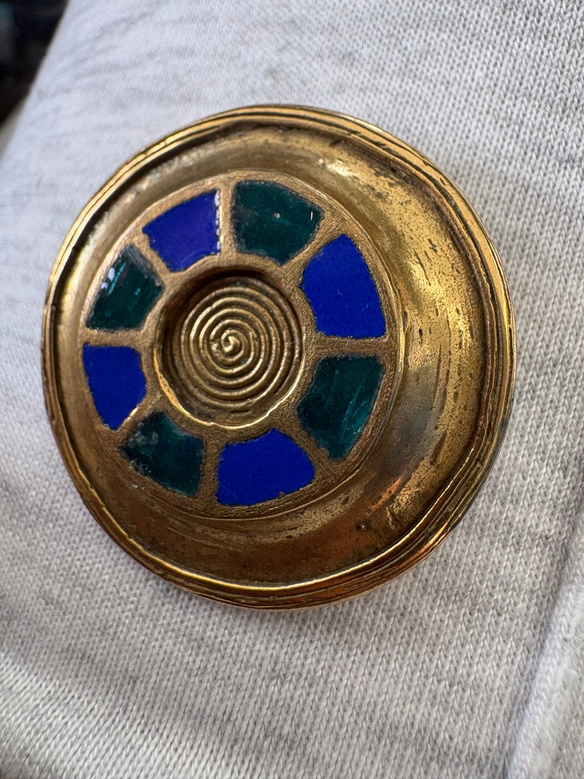Vintage Design Broche Élisabeth Riveiro Emaille Keltisch, Ophalen of Verzenden, Brons, Broche