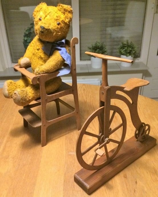 Houten fiets en stoel, Ophalen, Gebruikt, Hout