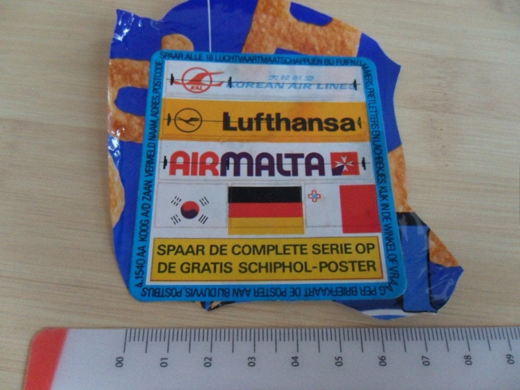 sticker duyvis luchtvaartmaatschappijen airmalta lufthansa, Verzamelen, Ophalen, Zo goed als nieuw