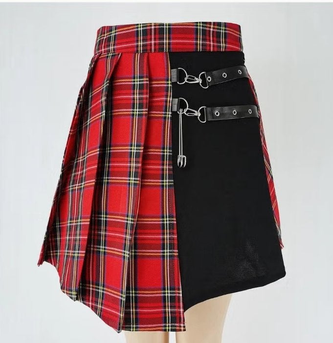Gothic / Vintage rok ruiten stijl met hoge taille en riemen, Kleding | Dames, Zwart, Ophalen of Verzenden, Zo goed als nieuw, Maat 34 (XS) of kleiner