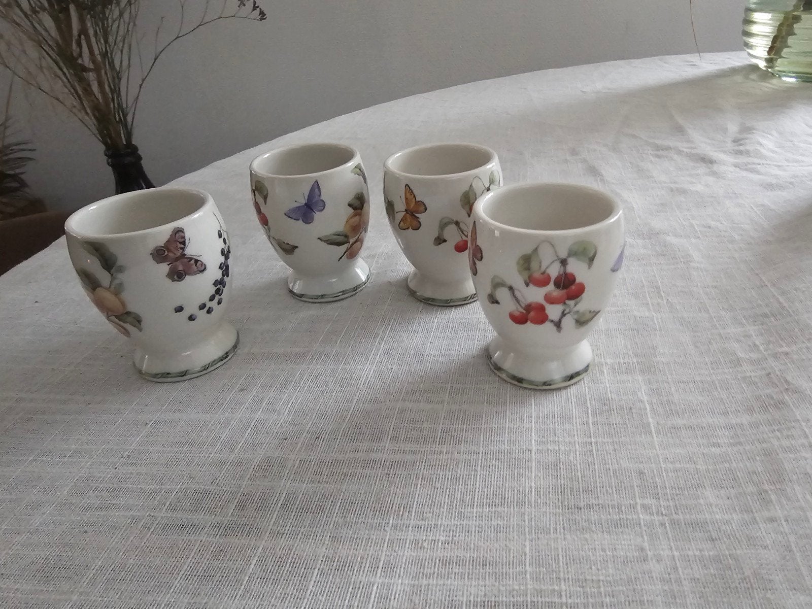 Set van 4 Janneke Brinkman eierdopjes met fruitdecor, Ophalen, Zo goed als nieuw