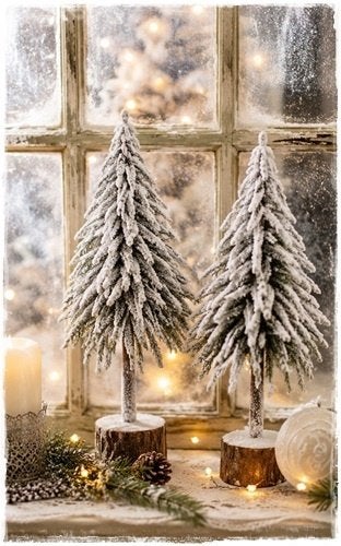 Lief besneeuwd boompje op voet , afm. 17 x 14 x 44 cm. groot, Diversen, Nieuw, Clayre en eef, Ophalen of Verzenden, Clayre en eef