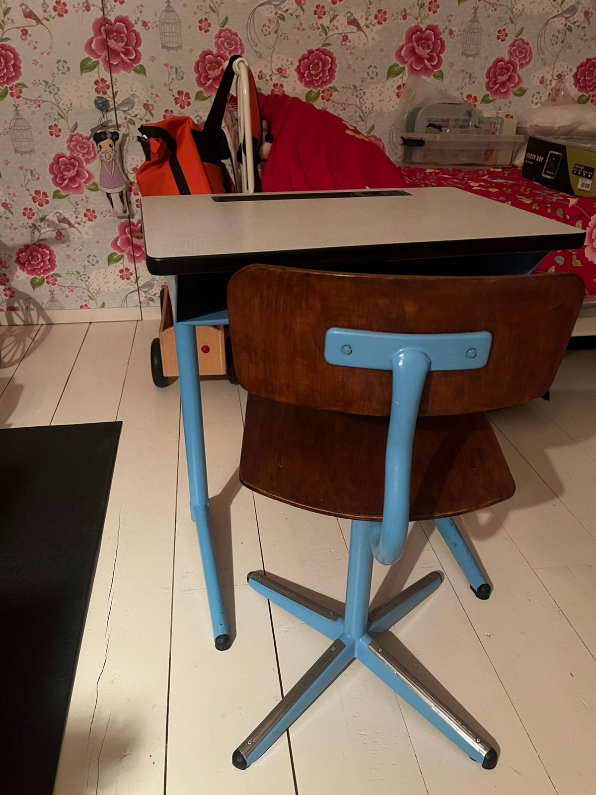 Vintage kinder bureau en bureaustoel, Ophalen, Gebruikt, Tafel(s) en Stoel(en)
