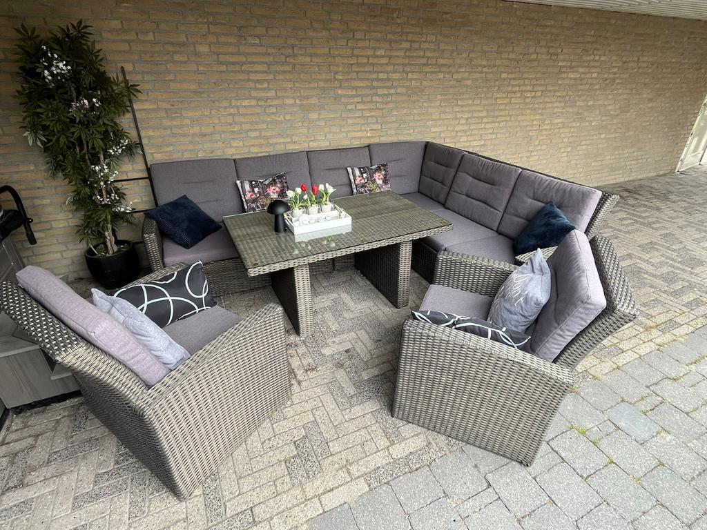 Lounge diner set 8 personen, Ophalen, Loungeset, Wicker, Bank