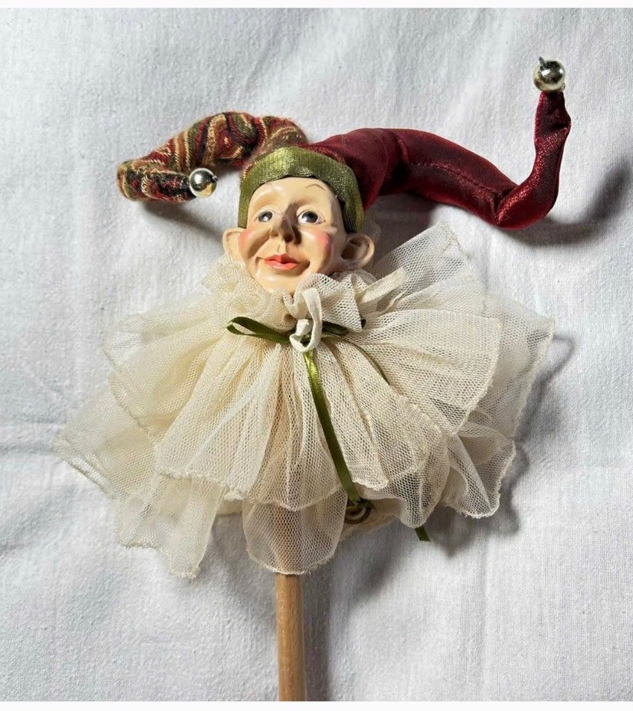 Elf op stok met belletjes en mooie kraag 30 cm, Nieuw, Ophalen of Verzenden, X, Pop