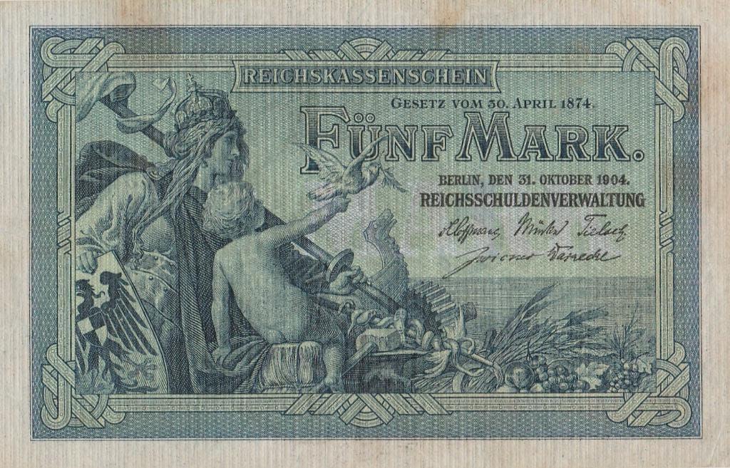 5 MARK DUITSLAND 31.10.1904, Postzegels en Munten, Bankbiljetten | Europa | Niet-Eurobiljetten, Ophalen of Verzenden, Duitsland