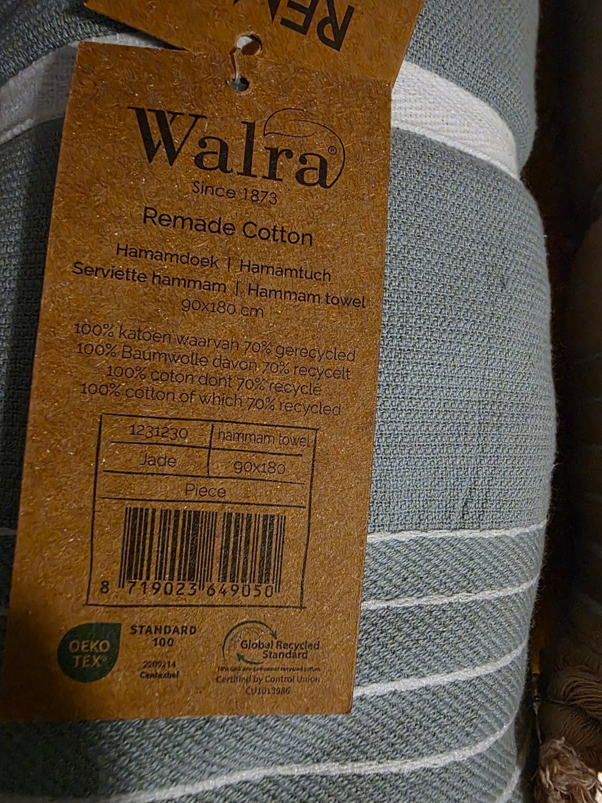 Walra Remade Cotton Hamamdoek Jade 90x180 cm, Huis en Inrichting, Badkamer | Badtextiel en Accessoires, Ophalen of Verzenden, Nieuw