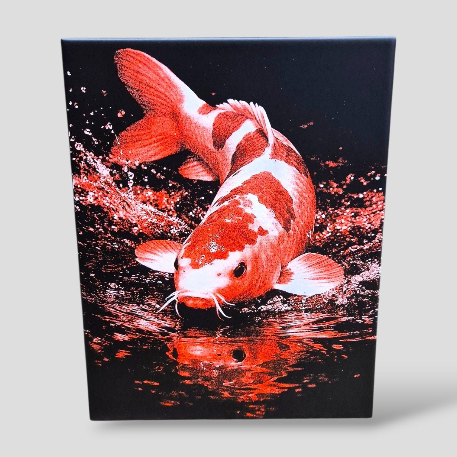 Lasergravure Kunsttegel 20x25 – Neon Koi – Matte Aflak, Oosters, 20 cm, Oranje, Nieuw