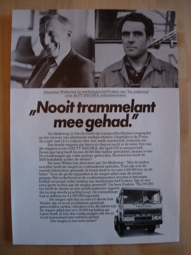 DAF 2600 Betrouwbaarheid Brochure ca 1981, Boeken, Ophalen of Verzenden, Zo goed als nieuw, Overige merken, DAF