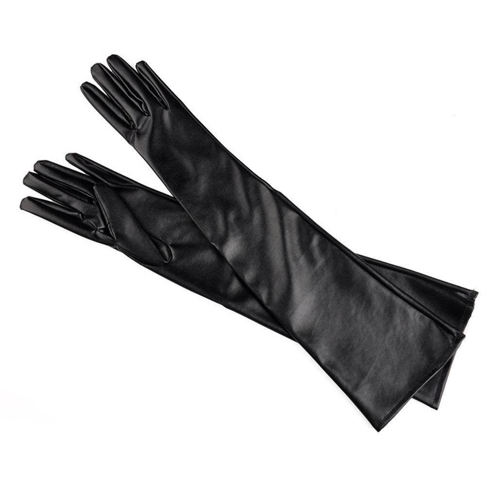 Leer look handschoenen (sexy elleboog zwart leren fetish), Verzenden, Nieuw, Handschoenen