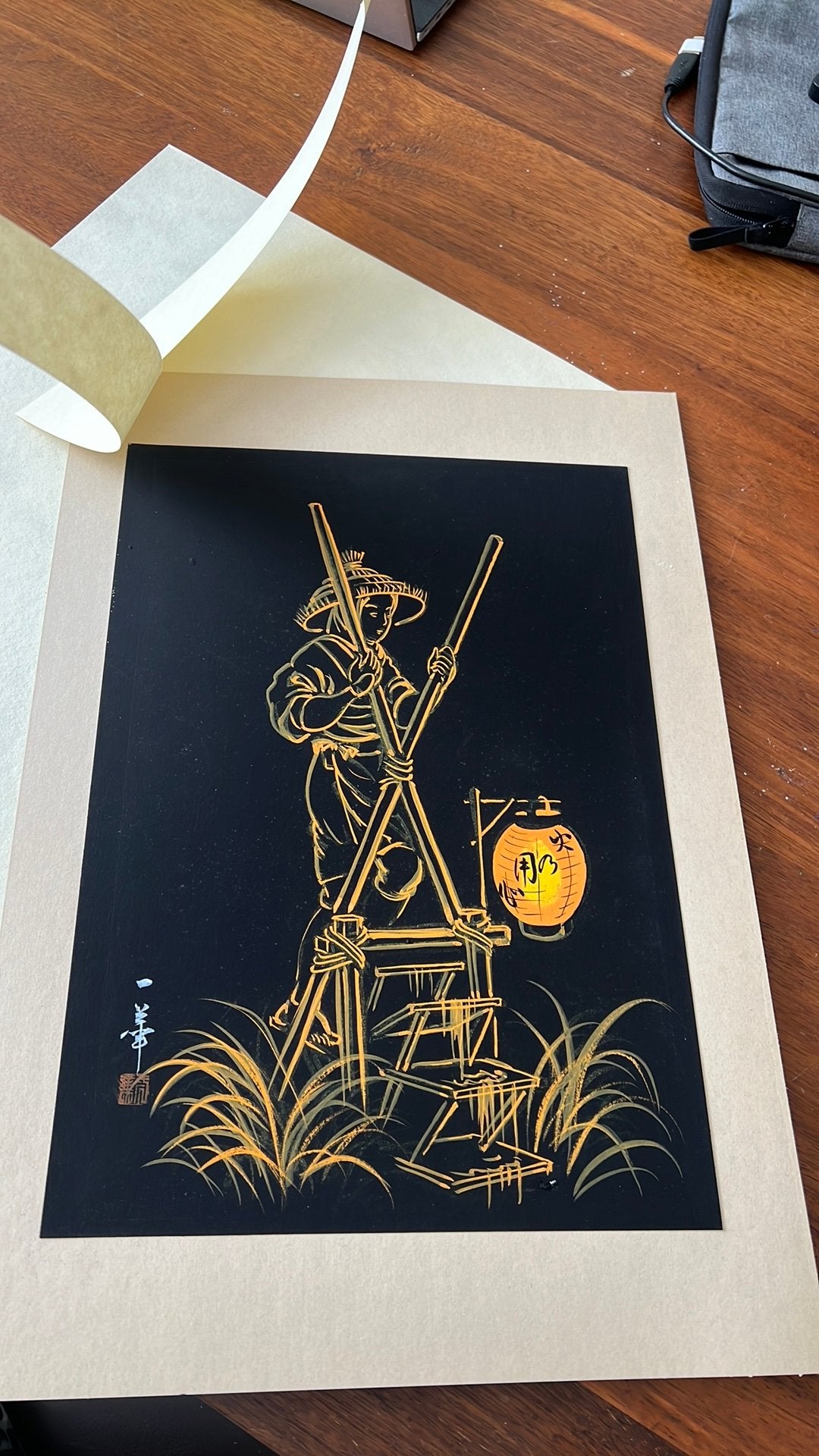 Japanse tekening (techniek voor mij onbekend), Ophalen of Verzenden