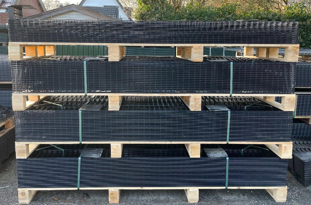 100m 100cm 656 dubbelstaafmat hekwerk Zwart Voorjaarsactie!, Ophalen of Verzenden, Nieuw, IJzer, Dubbelstaafmat hekwerk