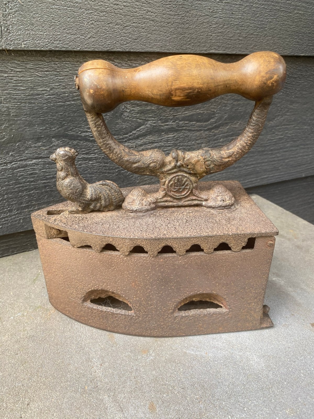 Antiek brocant strijkijzer met haan - gietijzer, brocante, Ophalen