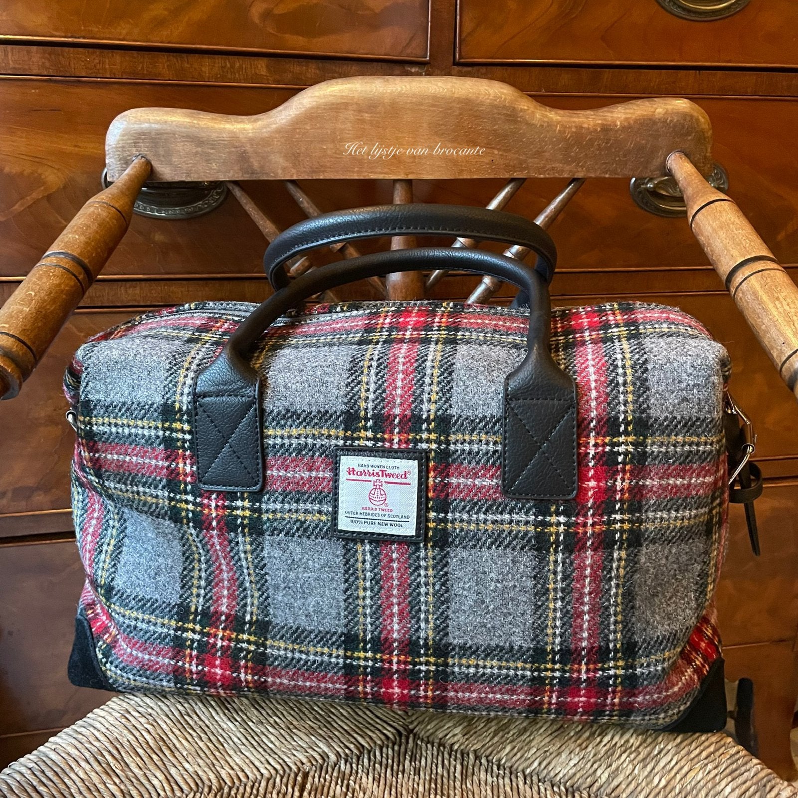 Schotse Harris Tweed weekendtas Dress Stewart Gray, Info@lijstjevanbrocante.nl, Ophalen of Verzenden, Westdijk 41 3241 GT Middelharnis